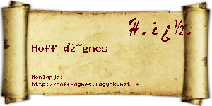 Hoff Ágnes névjegykártya