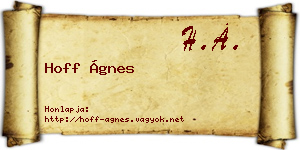 Hoff Ágnes névjegykártya